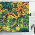 thumbnail image 1 of Ambesonne Japanese Shower Curtain, Garden with Old Bridge, 69"Wx70"L, Green Orange, 1 of 5