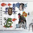 thumbnail image 1 of Ambesonne Japanese Shower Curtain, Manga Style Dragon, 69"Wx75"L, Green Blue, 1 of 5