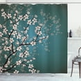 thumbnail image 1 of Ambesonne Japanese Shower Curtain, Sakura Bloom Spring Season, 69"Wx84"L, Cadet Blue Teal, 1 of 3