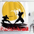 thumbnail image 1 of Ambesonne Japanese Shower Curtain, Watercolor Style Ninja, 69"Wx84"L, Vermilion Mustard, 1 of 5