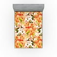 thumbnail image 1 of Ambesonne Japanese Spring Fitted Sheet, Asian Sakuras Print, Queen Size, Vermilion Pistachio Green, 1 of 5
