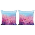 thumbnail image 1 of Ambesonne Japanese Throw Pillow Cover 2 Pack, Cherry Spring Theme, 20", Purple Pale Blue, 1 of 2