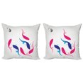thumbnail image 1 of Ambesonne Japanese Throw Pillow Cover 2 Pack, Fish Yin Yang, 18", Pink Blue, 1 of 6
