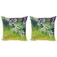 thumbnail image 1 of Ambesonne Japanese Throw Pillow Cover 2 Pack, Grass Land Paint, 20", Pink Green, 1 of 2