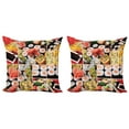 thumbnail image 1 of Ambesonne Japanese Throw Pillow Cover 2 Pack, Sushi Roll Colored, 16", Multicolor, 1 of 7