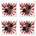 thumbnail image 1 of Ambesonne Japanese Throw Pillow Cover 4 Pack, Ai o Samurai Fight, 24", Orange Black White, 1 of 5