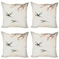 thumbnail image 1 of Ambesonne Japanese Throw Pillow Cover 4 Pack, Cherry Trees in Spring, 24", Red Grey Ecru, 1 of 7