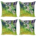 thumbnail image 1 of Ambesonne Japanese Throw Pillow Cover 4 Pack, Grass Land Paint, 24", Pink Green, 1 of 5