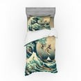 thumbnail image 1 of Ambesonne Japanese Wave Bedding Set 3 Pcs, Surfers Ukiyo-e Ocean, Twin, Seafoam Blue Eggshell, 1 of 2