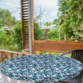 thumbnail image 1 of Ambesonne Japanese Wave Fitted Round Tablecloth, Water Splash Foam, 40"- 44" Diameter, Pale Blue Navy Blue, 1 of 5