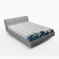 thumbnail image 1 of Ambesonne Japanese Wave Fitted Sheet 2 Pcs Set, Aquatic Swirls, Queen, Grey Blue Cream, 1 of 3