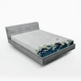 thumbnail image 1 of Ambesonne Japanese Wave Fitted Sheet, Aquatic Swirls, Full Size, Grey Blue Cream, 1 of 3