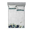 thumbnail image 1 of Ambesonne Japanese Wave Fitted Sheet & Pillow Sham Set, Aquatic Swirls, Full, Grey Blue Cream, 1 of 2