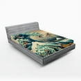 thumbnail image 1 of Ambesonne Japanese Wave Fitted Sheet, Surfers Ukiyo-e Ocean, Full Size, Seafoam Blue Eggshell, 1 of 3