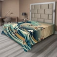 thumbnail image 1 of Ambesonne Japanese Wave Flat Sheet, Surfers Ukiyo-e Ocean, King Size, Seafoam Blue Eggshell, 1 of 1