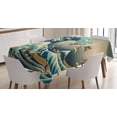 thumbnail image 1 of Ambesonne Japanese Wave Tablecloth Rectangular Table Cover, Surfers Ukiyo-e Ocean, 60"x90", Seafoam Blue Eggshell, 1 of 3