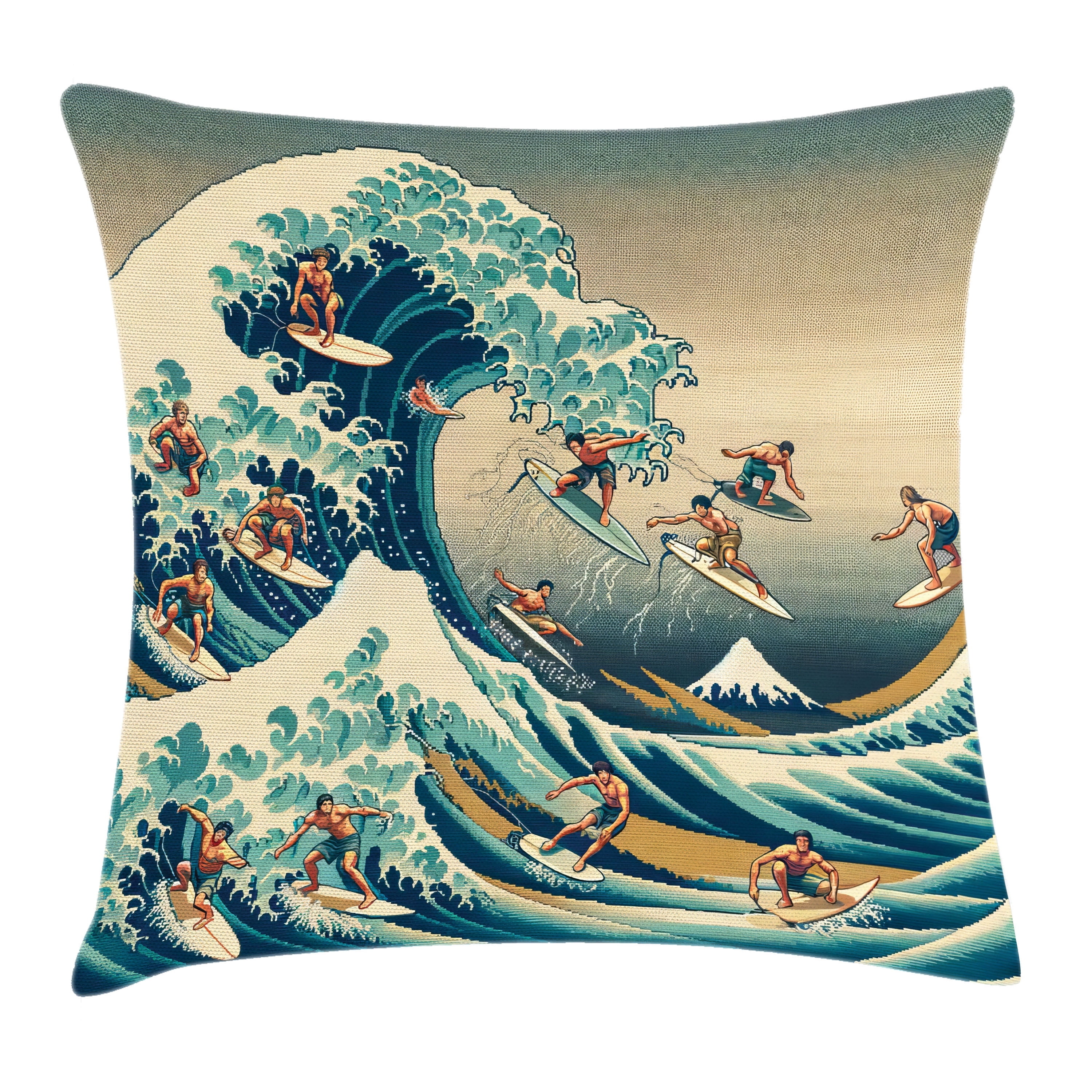 Seafoam Blue Eggshell Polyester Square Pillow Cover