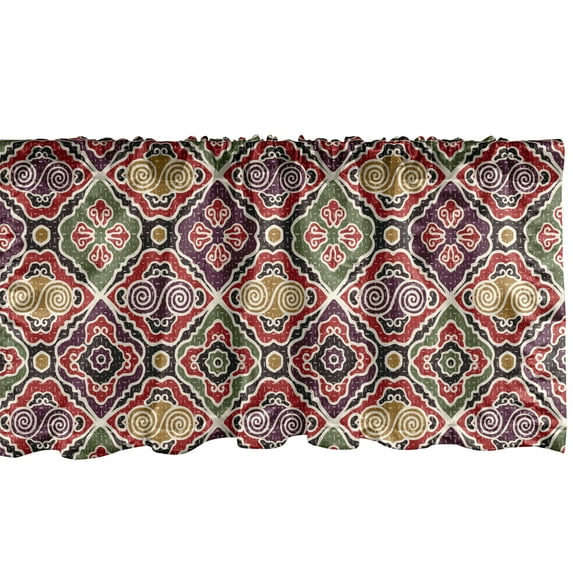 Ambesonne Japanese Window Valance, Antique Motifs, 54" X 18", Multicolor