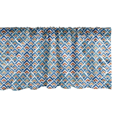 Ambesonne Japanese Window Valance, Chevron Watercolor Art, 54" X 18", Pale Blue Orange