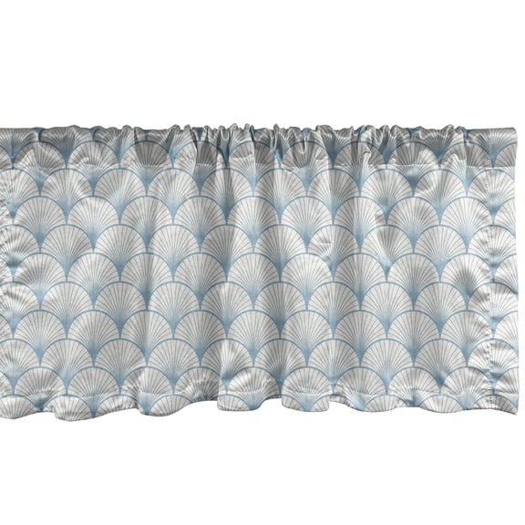 Ambesonne Japanese Window Valance, Far Eastern Fan Motif Art, 42" x 12", Blue Grey and Coconut