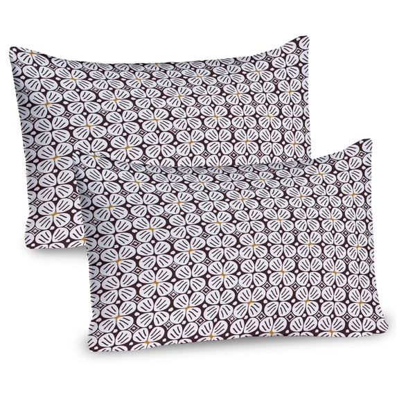 Ambesonne Jasmine Pillow Sham 2 Pack, Doodle Jasmine Petals, 30"x20", Earth Yellow Dark Taupe