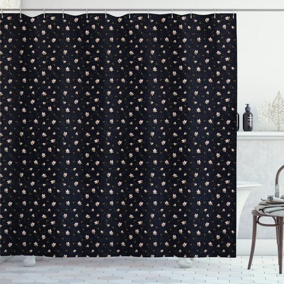 Ambesonne Jasmine Shower Curtain, Fawn Leaves Blush Petals, 69"Wx75"L, Charcoal Grey Multicolor