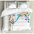 thumbnail image 1 of Ambesonne Jazz Duvet Cover Set, Festival Music Notes, 2-Calking, Orange Green Red, 1 of 3