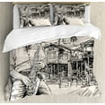 thumbnail image 1 of Ambesonne Jazz Duvet Cover Sets, River Bank Palm Trees, 2-King, Beige Black, 1 of 7
