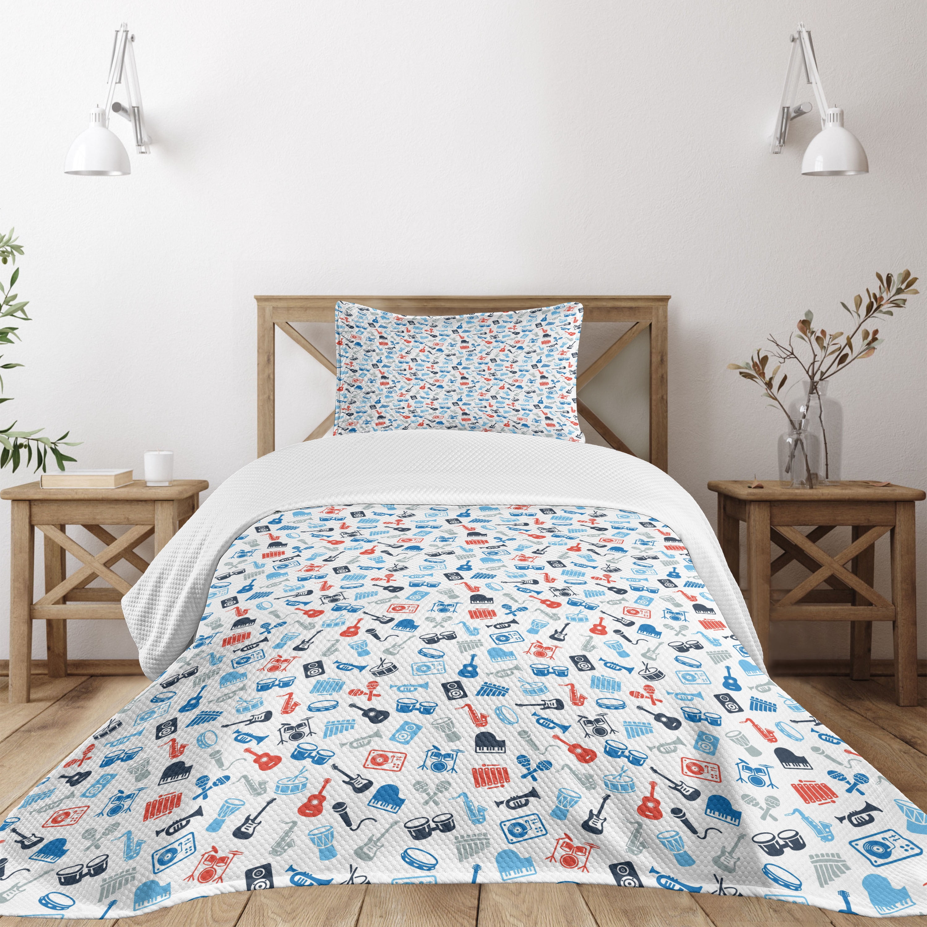 Gray Twin Quilted Bedspread Set with Pillow Sham