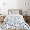 thumbnail image 1 of Ambesonne Jazz Music Quilted Bedspread Set 2 Pcs, Retro Band, Twin Size, Blue Red Grey, 1 of 5