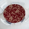 thumbnail image 1 of Ambesonne Jazz Vibes Fitted Round Tablecloth, Boho Art Saxophone Blues, 56"- 60" Diameter, Pale Mustard Raspberry, 1 of 5