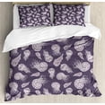 thumbnail image 1 of Ambesonne Jellyfish Duvet Cover Sets, Ammonites Jelly Fishes, 2-Queen, Eggplant and Grey Pink, 1 of 7
