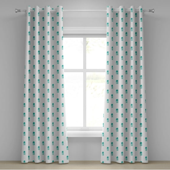 Ambesonne Jellyfish Grommet Curtain, Funny Characters, 50" x 84", Turquoise and White