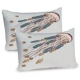 thumbnail image 1 of Ambesonne Jellyfish Pillow Sham 2 Pack, Boho Feather Shells Fish, 36"x20", Grey Beige Brown, 1 of 3