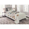 thumbnail image 1 of Ambesonne Jellyfish Quilted Bedspread Set 2 Pcs, Boho Feather Shells Fish, Twin Size, Grey Beige Brown, 1 of 3