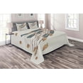 thumbnail image 1 of Ambesonne Jellyfish Quilted Coverlet 3 Pcs, Boho Feather Shells Fish, Queen Size, Grey Beige Brown, 1 of 2