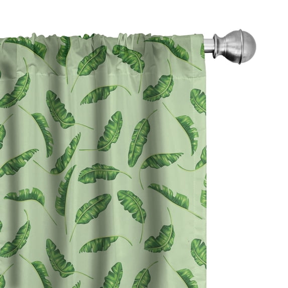 Ambesonne Jungle 4-Panel Curtains, Oceanic Climate Palms, 56"x63", Fern and Pale Green