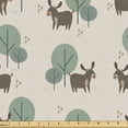 thumbnail image 1 of Ambesonne Jungle Babies Fabric by the Yard Upholstery, Forest Deer Tree Art, 1 Yard, Pale Sage Green and Sepia, 1 of 5