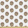 thumbnail image 1 of Ambesonne Jungle Babies Fabric by the Yard Upholstery, Owls in Xmas Hats, 1 Yard, Chocolate and Dark Pink, 1 of 5