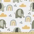 thumbnail image 1 of Ambesonne Jungle Boho Fabric by the Yard Upholstery, Neutral Colors Elephant, 2 Yards, Pale Slate Blue Mustard, 1 of 5