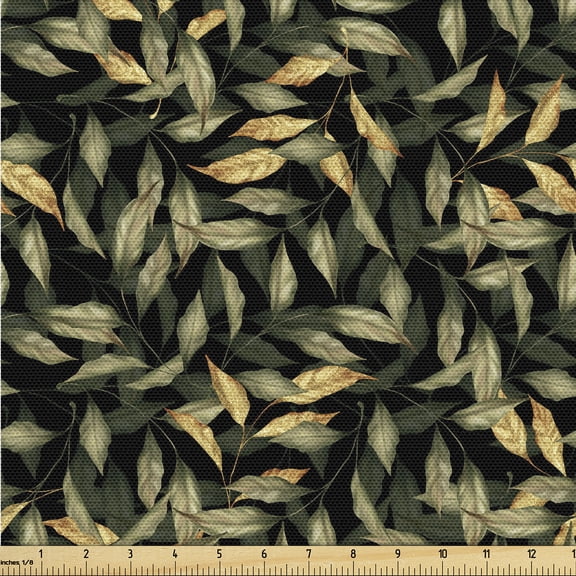 Ambesonne Jungle Boho Fabric by the Yard Upholstery, Tropical Wild Forest, 10 Yards, Pistachio Green Mustard