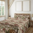 thumbnail image 1 of Ambesonne Jungle Boho Fitted & Flat Sheet with Sham 3 Pcs Set, Vintage Grunge Leaves, Twin, Cocoa Maroon Reseda Green, 1 of 1