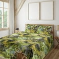 thumbnail image 1 of Ambesonne Jungle Boho Fitted & Flat Sheet with Shams 4 Pcs Set, Leafy Scene Neutral Art, King, Yellow Green Apple Green, 1 of 5