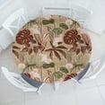 thumbnail image 1 of Ambesonne Jungle Boho Fitted Round Tablecloth, Vintage Grunge Leaves, 56"- 60" Diameter, Cocoa Maroon Reseda Green, 1 of 1
