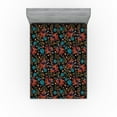 thumbnail image 1 of Ambesonne Jungle Boho Fitted Sheet, Christmas Spruce Art, Queen Size, Vermilion Dark Turquoise, 1 of 5