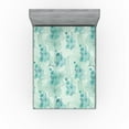 thumbnail image 1 of Ambesonne Jungle Boho Fitted Sheet, Dreamy Flowers Retro, King Size, Almond Green Sea Green, 1 of 5