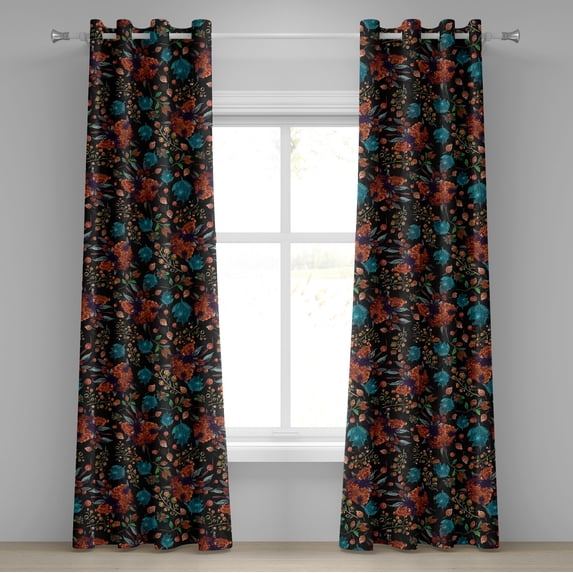 Ambesonne Jungle Boho Grommet Curtain, Christmas Spruce Art, 50"x72", Vermilion Dark Turquoise
