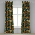 thumbnail image 1 of Ambesonne Jungle Boho Grommet Curtain, Tiger and Flora Patter, 50"x72", Peacock Green Apricot, 1 of 5