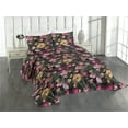 thumbnail image 1 of Ambesonne Jungle Boho Quilted Coverlet 3 Pcs, Flowers Garden Blooms, Queen Size, Pale Yellow and Hot Pink, 1 of 1