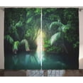 thumbnail image 1 of Ambesonne Jungle Curtains 2 Panel Set, Mangrove Rainforest Lake, 108" x 63", Green Teal, 1 of 3